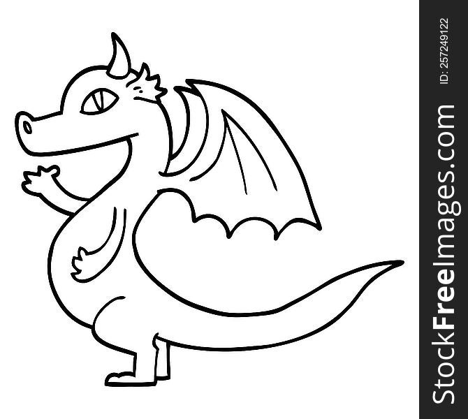 Cute Black And White Cartoon Dragon