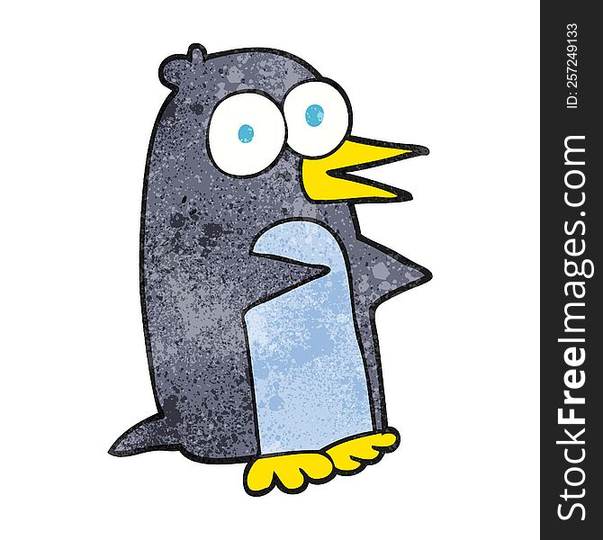 freehand textured cartoon penguin