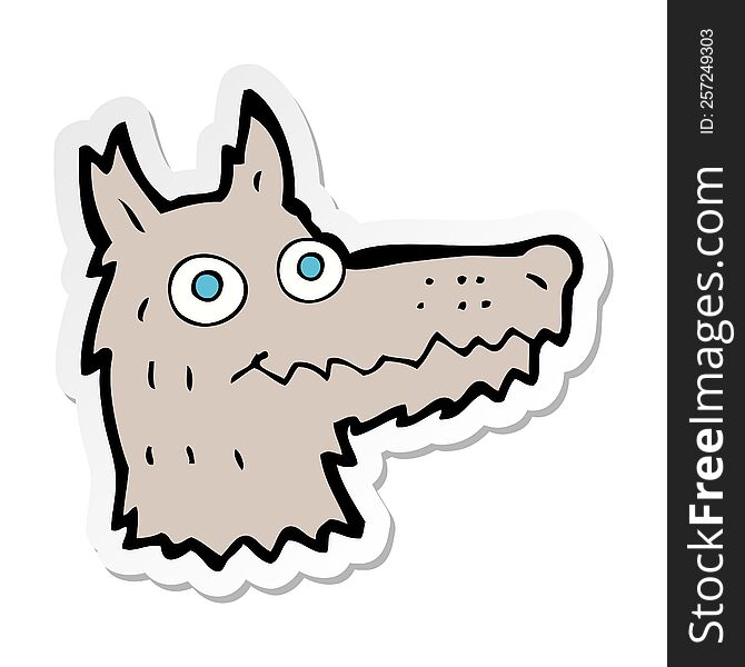 sticker of a cartoon wolf head