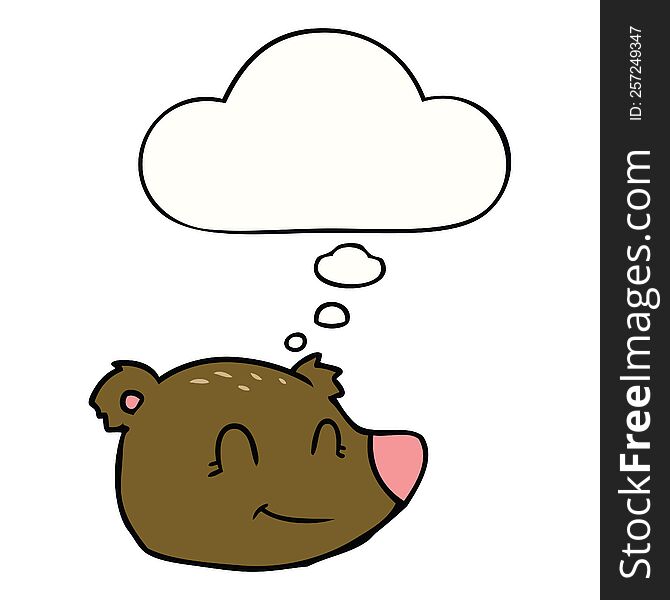 cartoon happy bear face with thought bubble. cartoon happy bear face with thought bubble