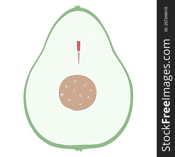 flat color style cartoon happy avocado