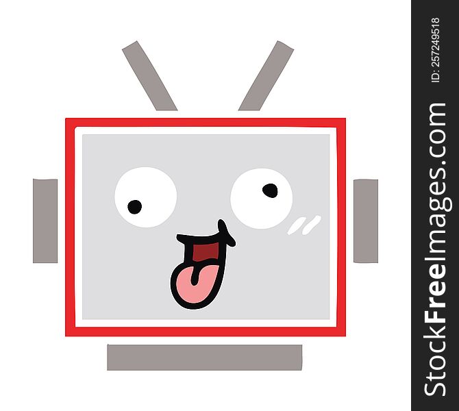 Flat Color Retro Cartoon Robot Head