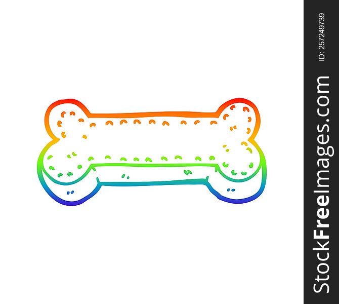 Rainbow Gradient Line Drawing Cartoon Dog Biscuit