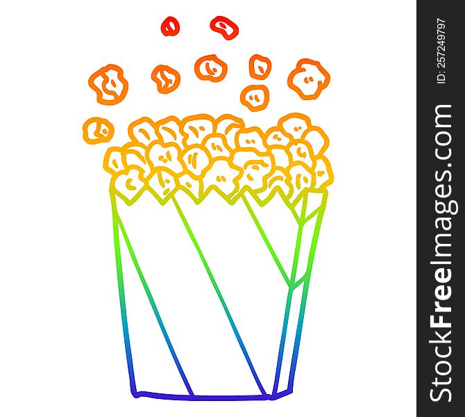Rainbow Gradient Line Drawing Cartoon Cinema Popcorn