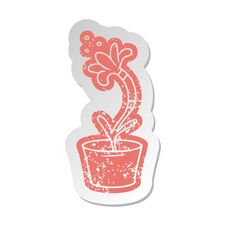 Distressed Old Sticker Of A House Plant Royalty Free Stock Image