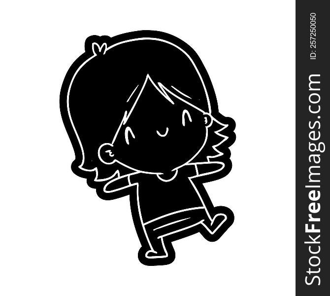 Cartoon Icon Of A Cute Kawaii Girl