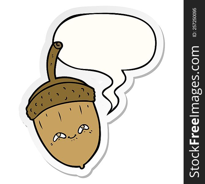 cartoon acorn with speech bubble sticker. cartoon acorn with speech bubble sticker