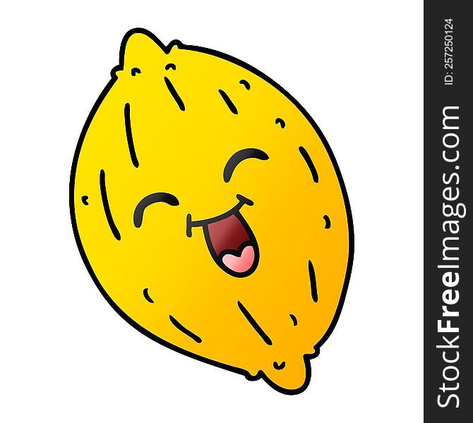 Gradient Cartoon Of A Happy Lemon