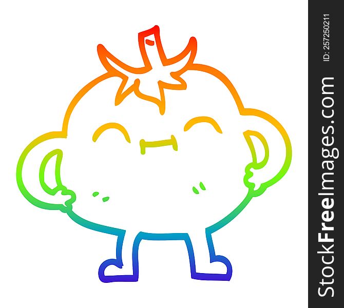 Rainbow Gradient Line Drawing Cartoon Happy Tomato