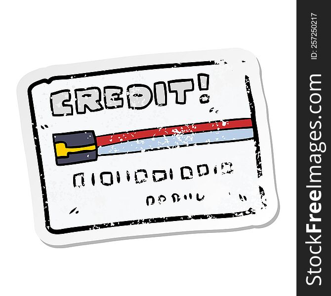 Distressed Sticker Of A Cartoon Credit Card