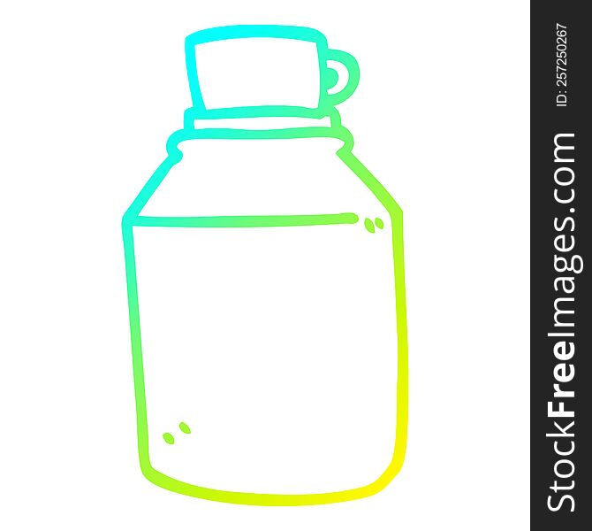 cold gradient line drawing of a cartoon hot drinks flask