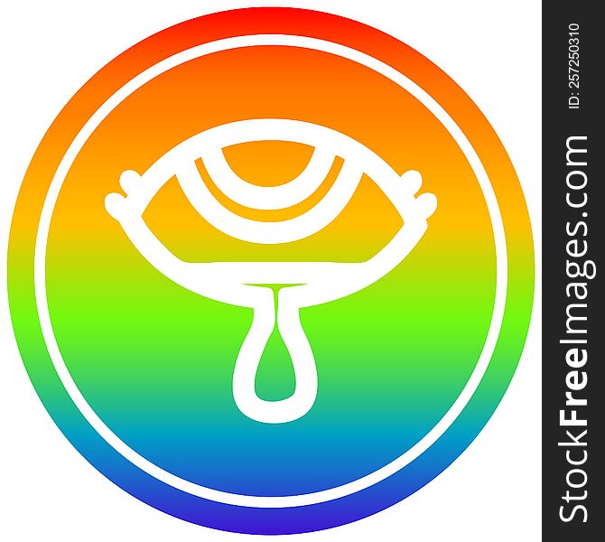 crying eye circular icon with rainbow gradient finish. crying eye circular icon with rainbow gradient finish