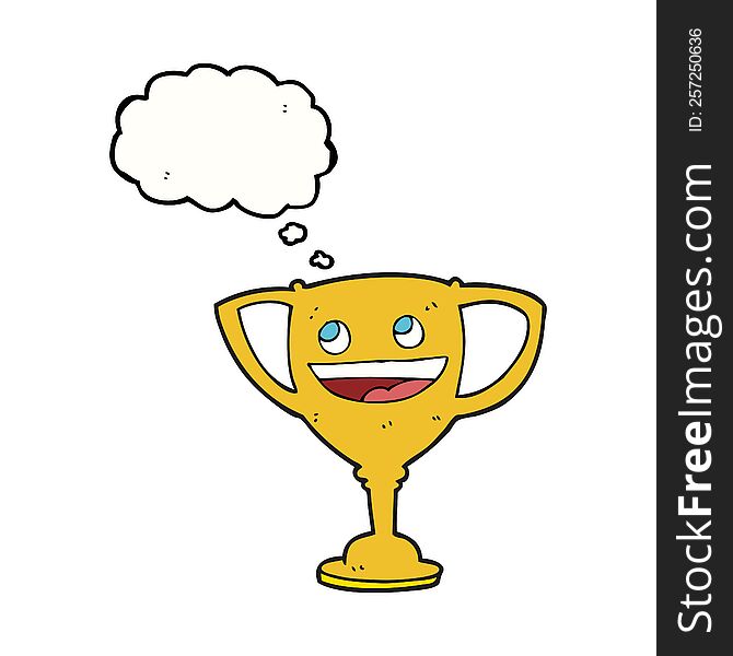 freehand drawn thought bubble cartoon sports trophy