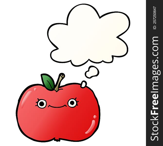 Cute Cartoon Apple And Thought Bubble In Smooth Gradient Style