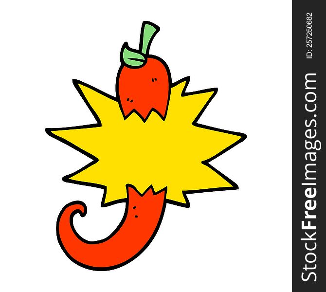 hand drawn doodle style cartoon red hot chili