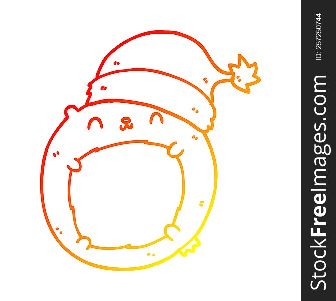 Warm Gradient Line Drawing Cute Cartoon Christmas Bear