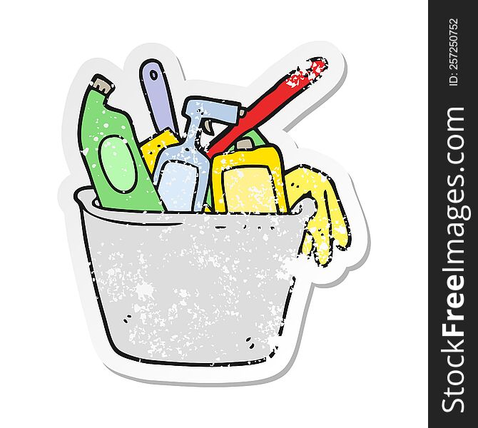 retro distressed sticker of a cleaning products cartoon