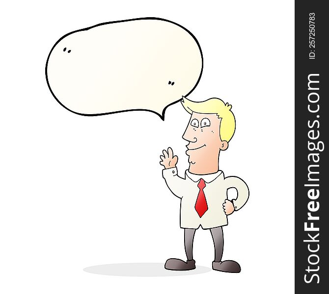 Speech Bubble Cartoon Waving Man