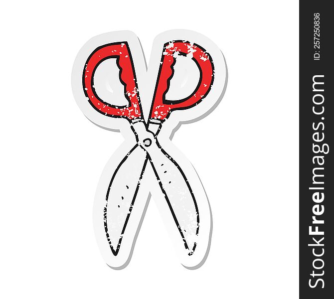 Retro Distressed Sticker Of A Cartoon Pair Of Scissors