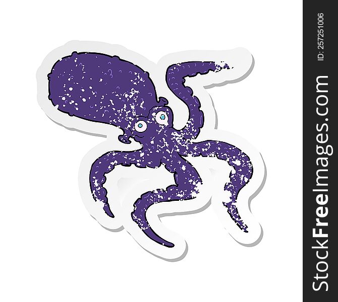 retro distressed sticker of a cartoon octopus