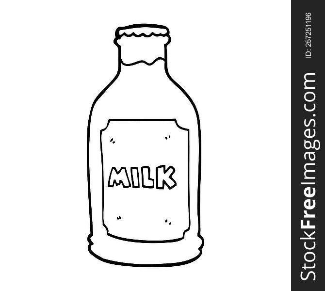Line Drawing Cartoon Milk Bottle