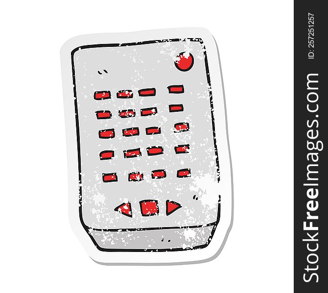 retro distressed sticker of a cartoon remote control