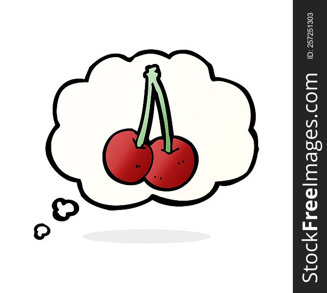 cartoon cherries with thought bubble