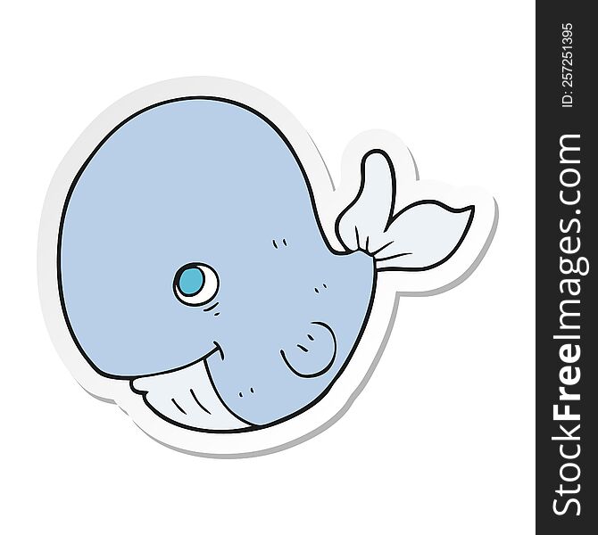 sticker of a cartoon happy whale