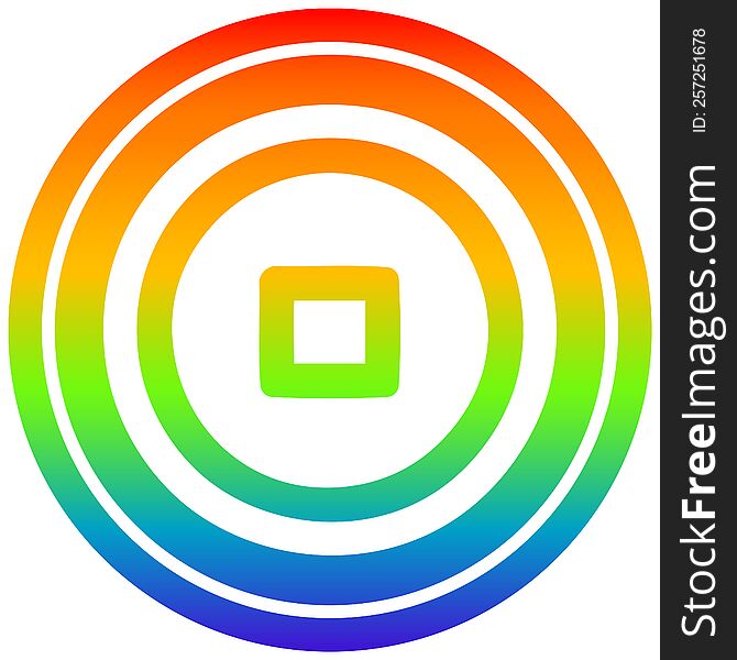 Stop Button Circular In Rainbow Spectrum