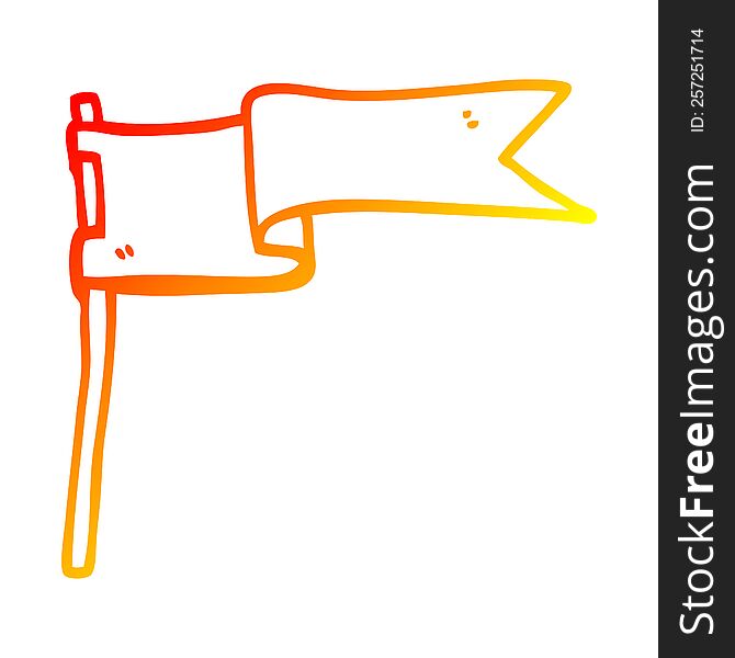 warm gradient line drawing of a cartoon flag waving in wind