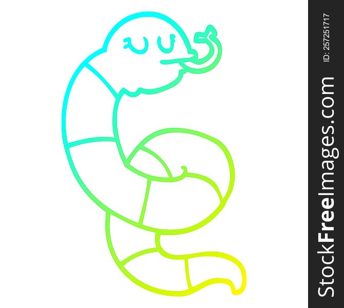 Cold Gradient Line Drawing Cartoon Poisonous Snake