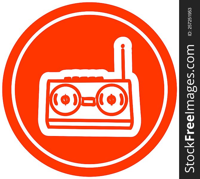 radio cassette player circular icon symbol