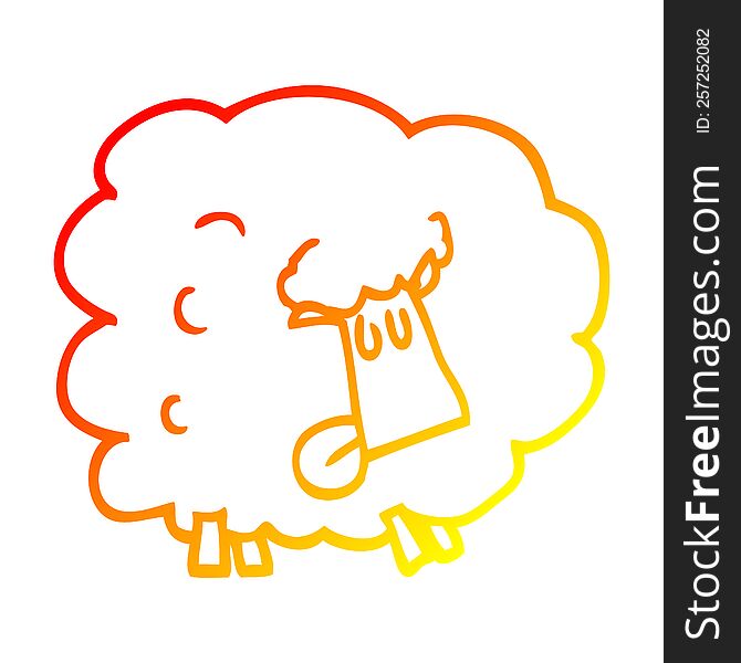 warm gradient line drawing of a cartoon funny sheep