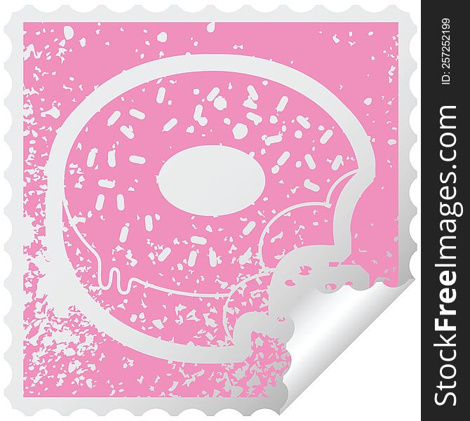 bitten frosted donut graphic distressed sticker illustration icon