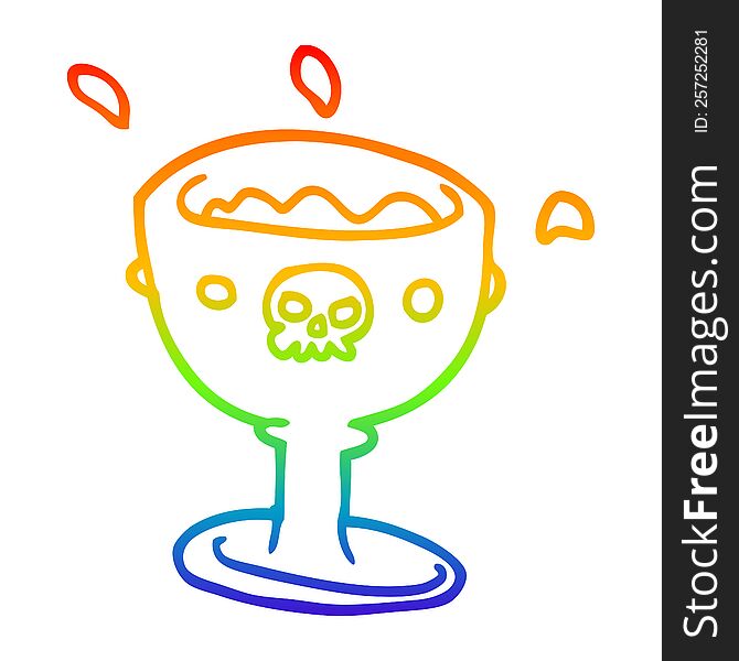 rainbow gradient line drawing of a cartoon goblet