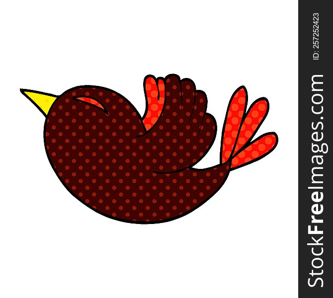 cartoon doodle red bird