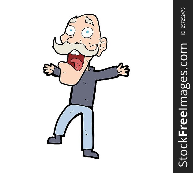 cartoon shocked old man