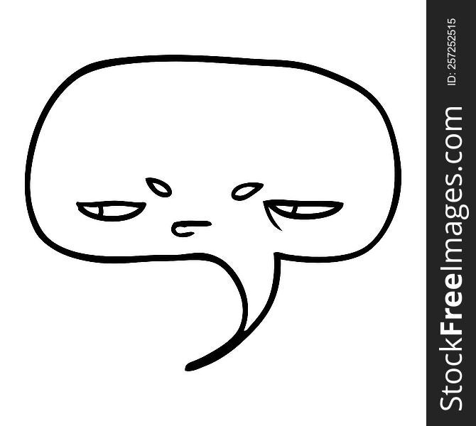 line drawing cartoon speech bubble with face