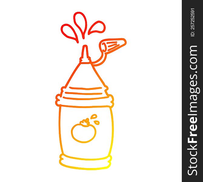Warm Gradient Line Drawing Cartoon Ketchup Bottle
