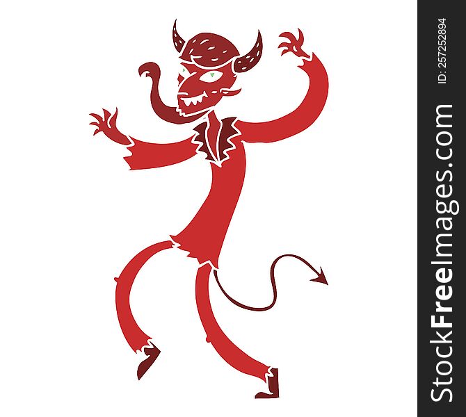 Flat Color Style Cartoon Dancing Devil