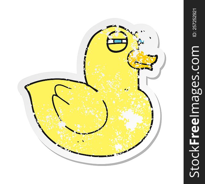 retro distressed sticker of a cartoon funny rubber duck