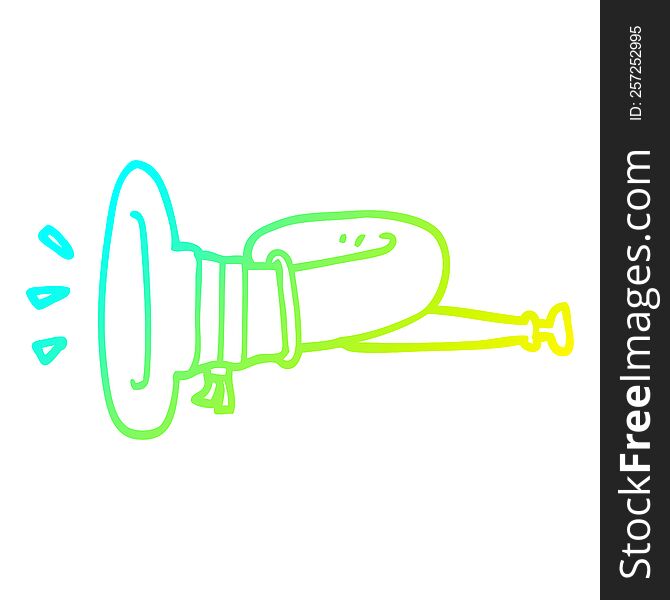 cold gradient line drawing of a cartoon curled horn instrument