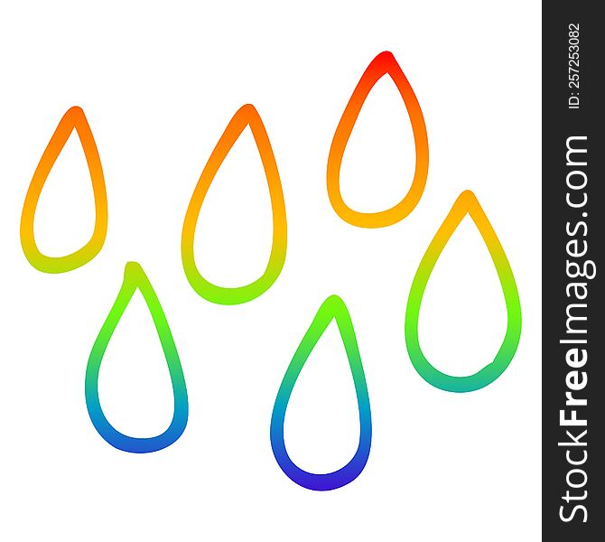 rainbow gradient line drawing of a cartoon blood droplets