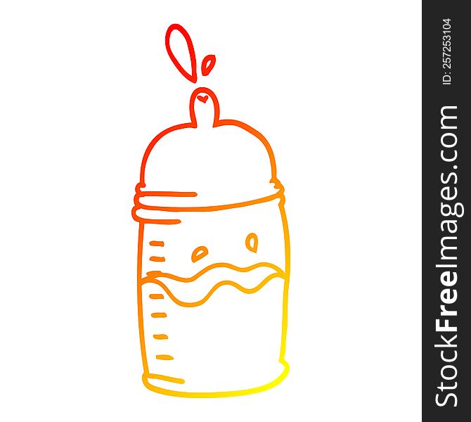 warm gradient line drawing of a cartoon baby bottle