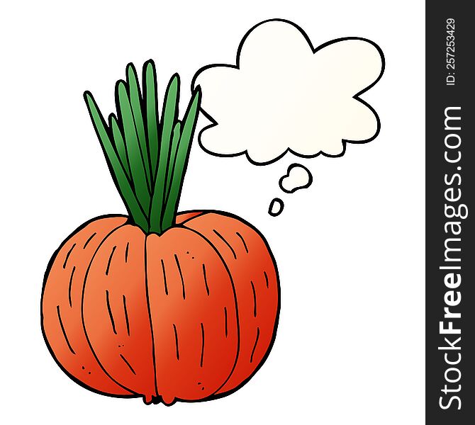 Cartoon Vegetable And Thought Bubble In Smooth Gradient Style