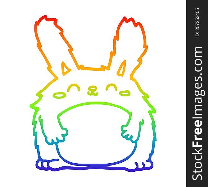 rainbow gradient line drawing of a cartoon furry rabbit