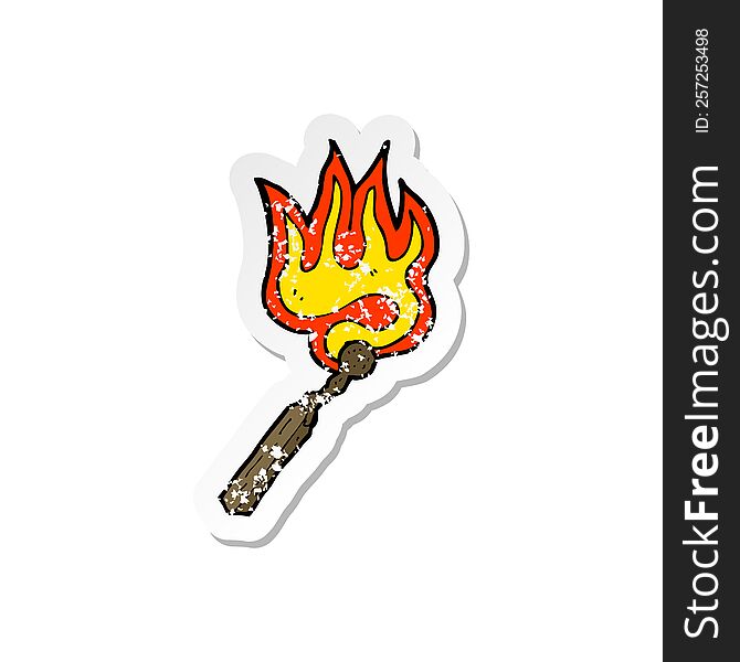 retro distressed sticker of a cartoon burning match