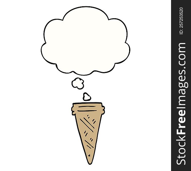 Cartoon Ice Cream Cone And Thought Bubble