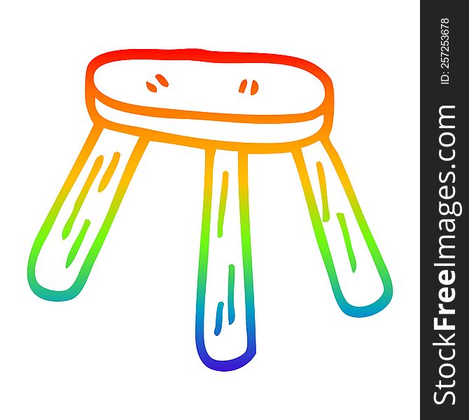 rainbow gradient line drawing of a cartoon low stool