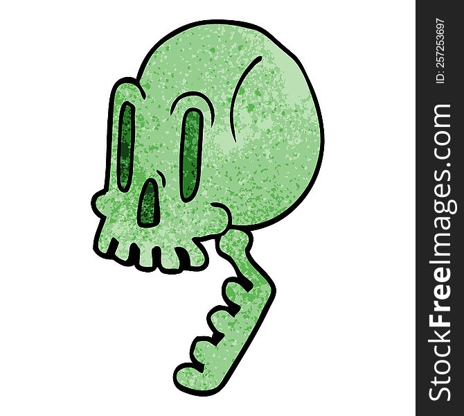 Cartoon Doodle Green Skull